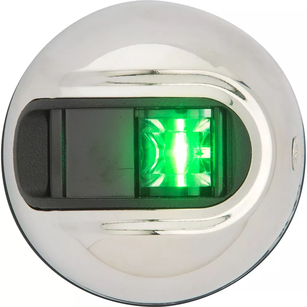 Attwood LightArmor Vertical Surface Mount Navigation Light – Starboard (Green) – Stainless Steel – 2NM | NV3012SSG-7