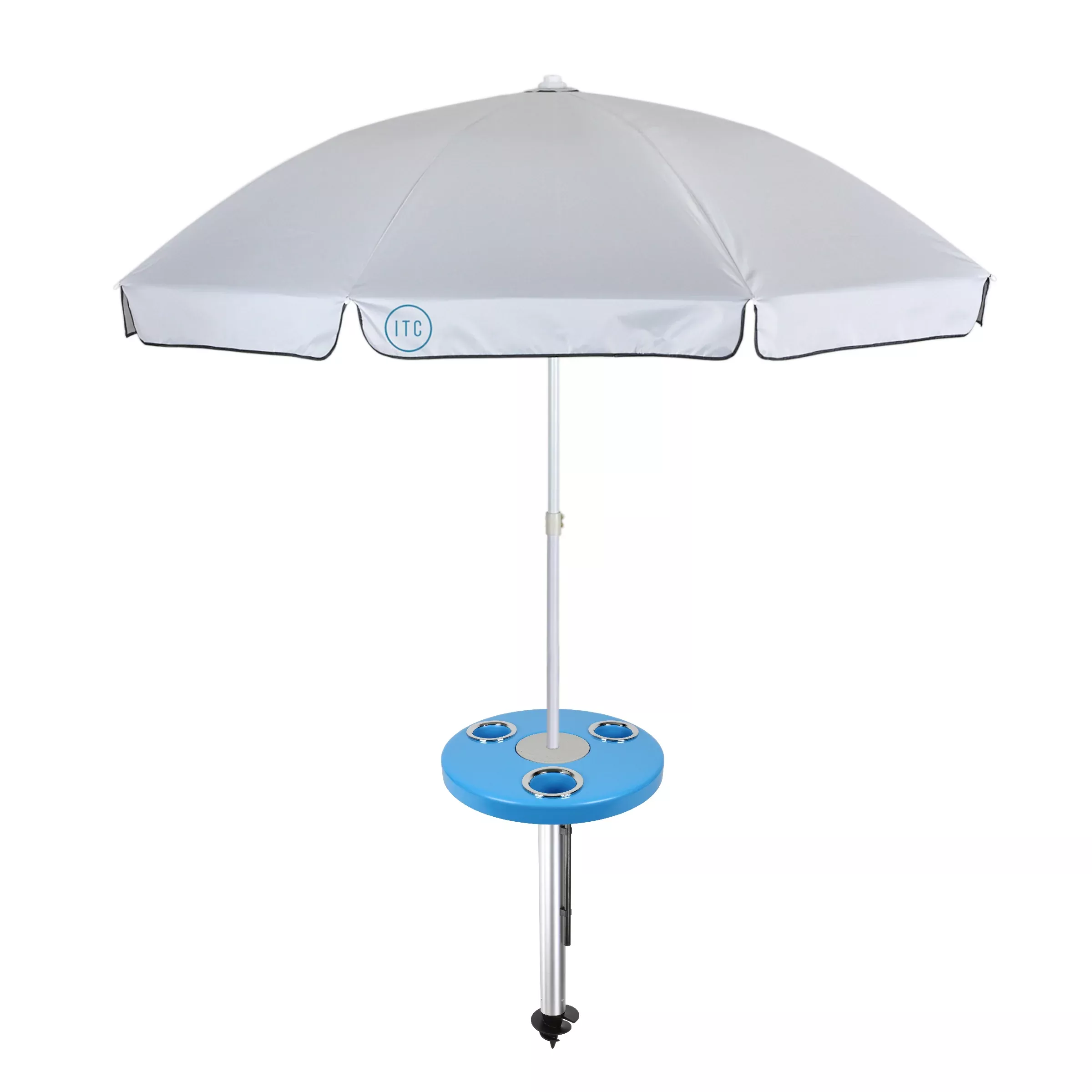 Beach Table w/ Sand Bar Table Leg & Umbrella