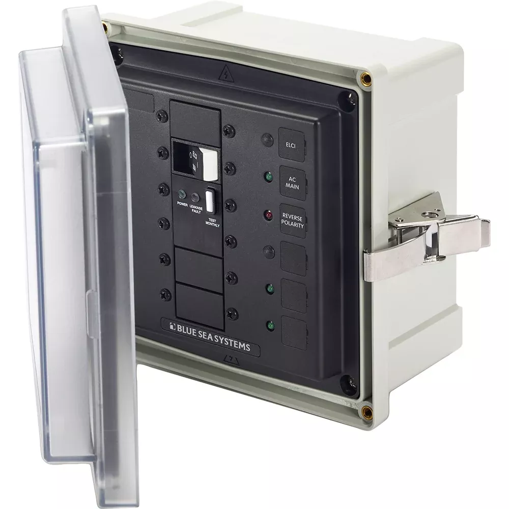 Blue Sea 3118 - SMS Panel Enclosure w/ELCI (50A) and 2 Blanks - 120V AC