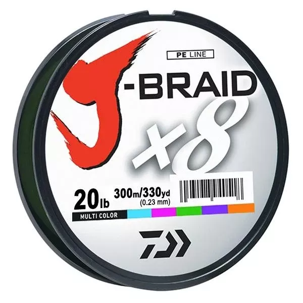 Daiwa J-Braid x8 8 Strand Braided Line - 20 Pounds 300 Meters - Multicolor