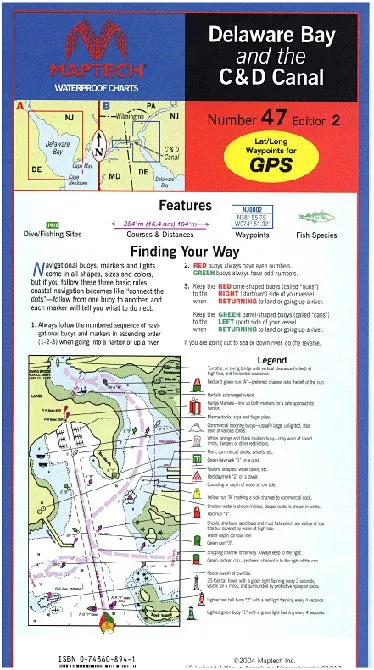 Delaware Bay and the C & D Canal Waterproof Chart
