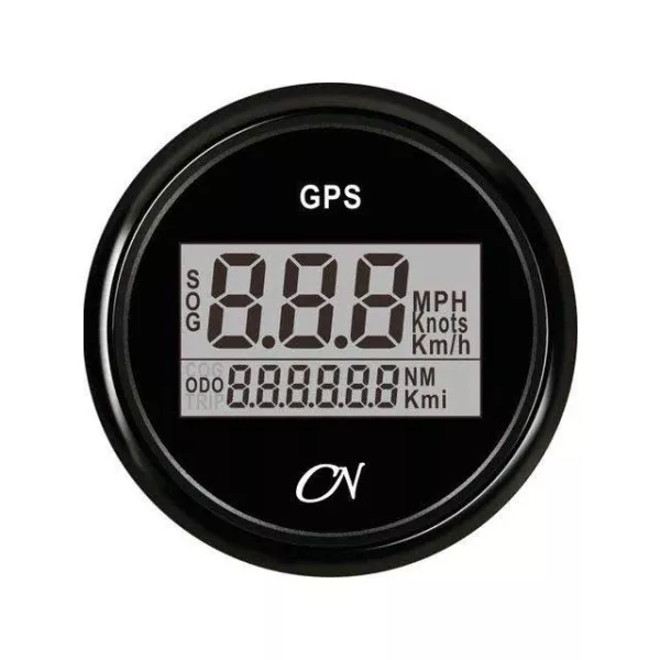 GPS Speedometer - Black Dial, Black Bezel, Scale 0 - 9900, Ø57 mm