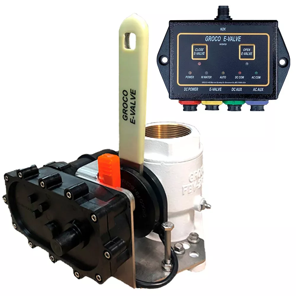 GROCO 3/4" E-Valve Kit - Bronze Electric Flanged Seacock - 12V
