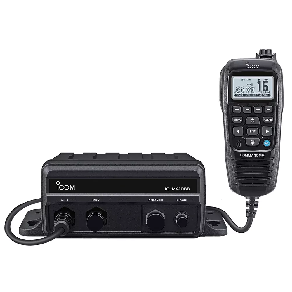 Icom M410BB Black Box VHF Marine Transceiver with Black CommandMic and 2 CommandMic Ports (M410BB 11 USA)
