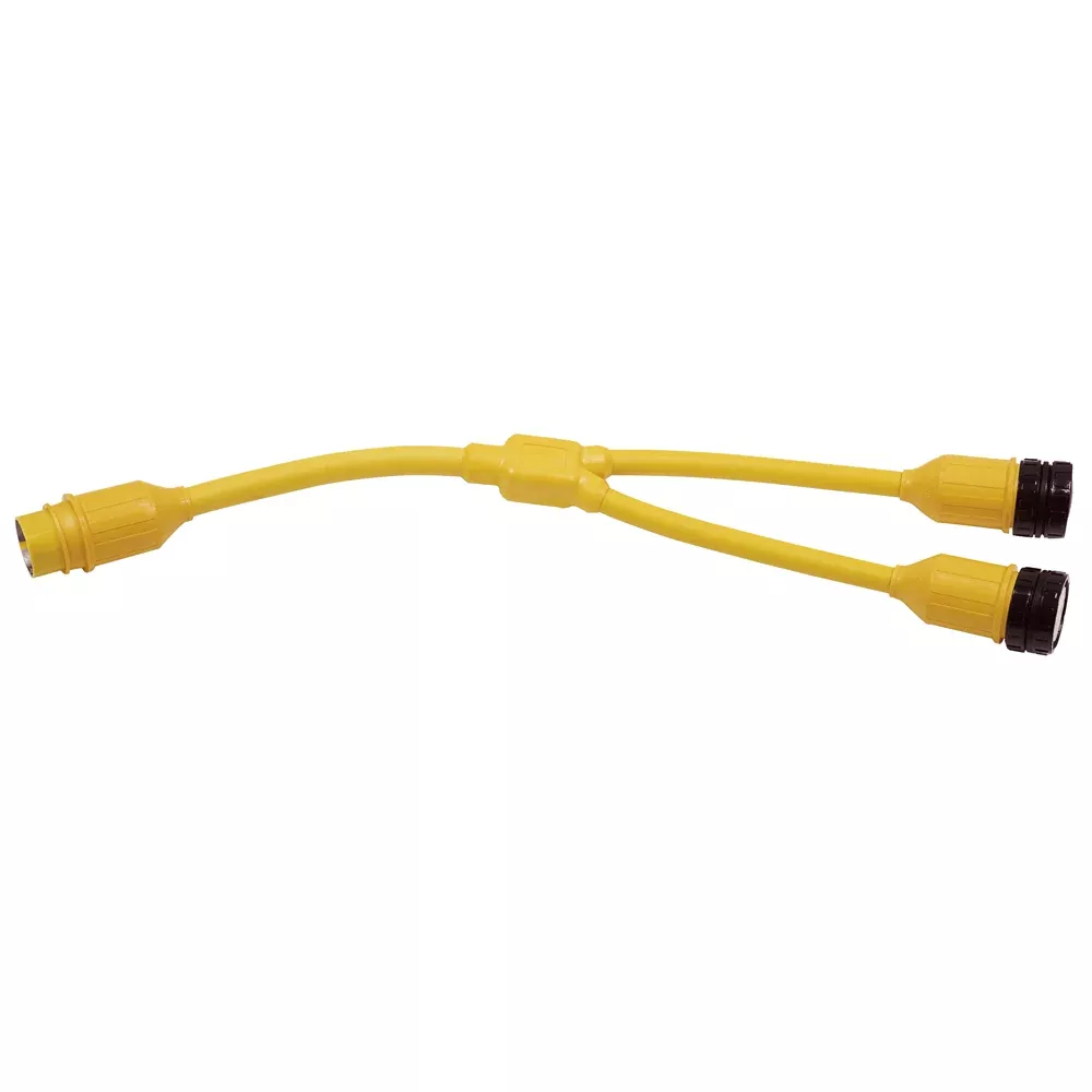 Marinco Y-Adapter, 2-30A 125V Locking to 50A 125/250V Locking