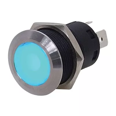 Marpac L.E.D. Backlit Stainless Steel Push Button Switch - Momentary - Blue LED Ring
