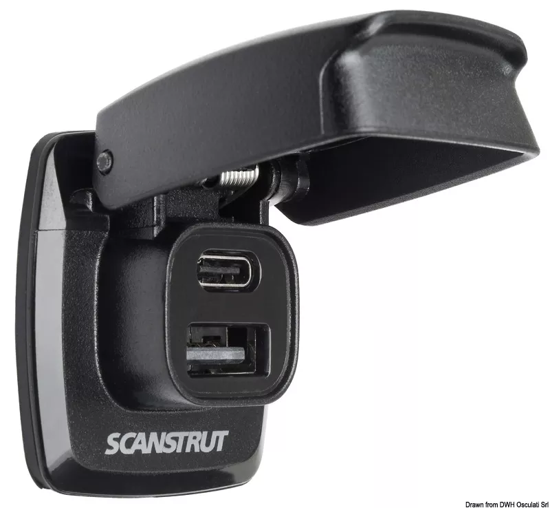 Osculati 14.195.80 - Scanstrut Flip Pro USB-A + USB-C Waterproof Socket 12/24V