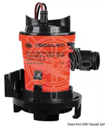 Osculati 16.160.01 - Super Flow Centrifugal Pump for Aeration of Fish Hold Tanks, Submersible, 12V, 38 l/min