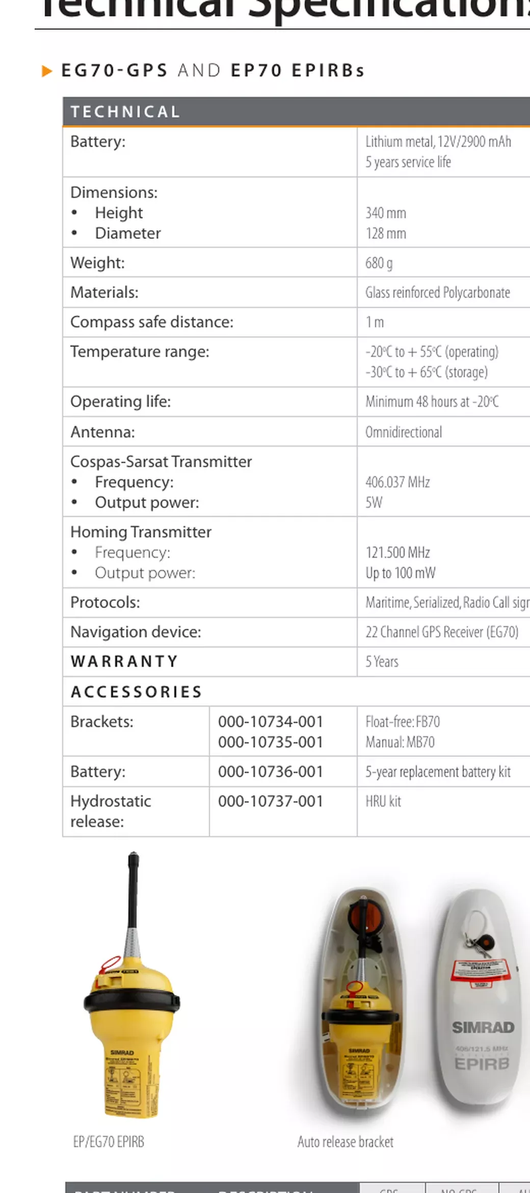 Simrad Pro EP70/EG70 5-YEAR BATTERY Kit