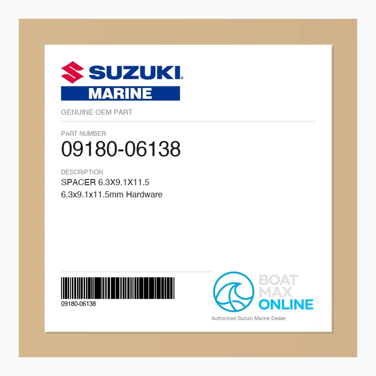 Suzuki OEM Spacer 09180-06138 | 6.3×9.1×11.5mm Hardware