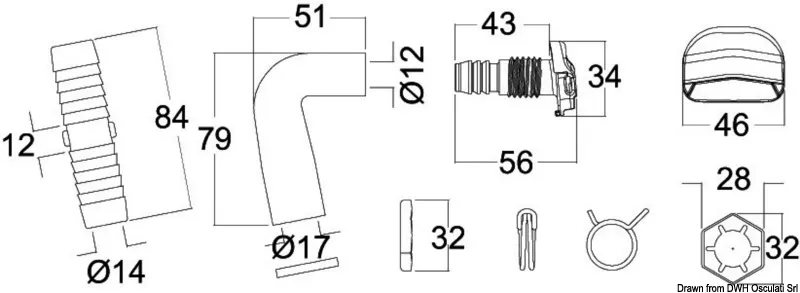 White Inlet Nozzle for Tecma Toillets - Osculati 50.226.80
